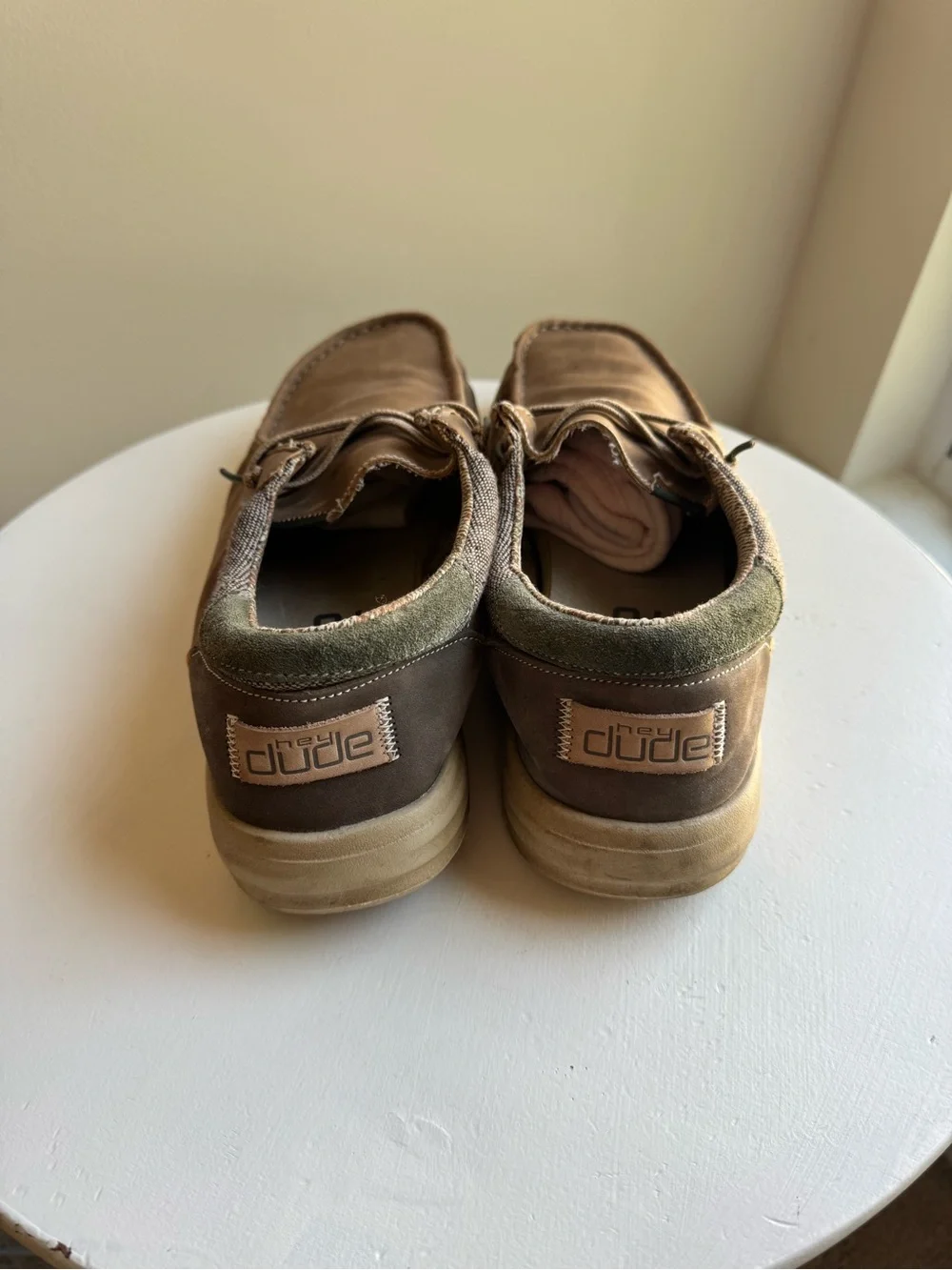 Hey Dude Tan Brown Canvas Slip-On Loafers